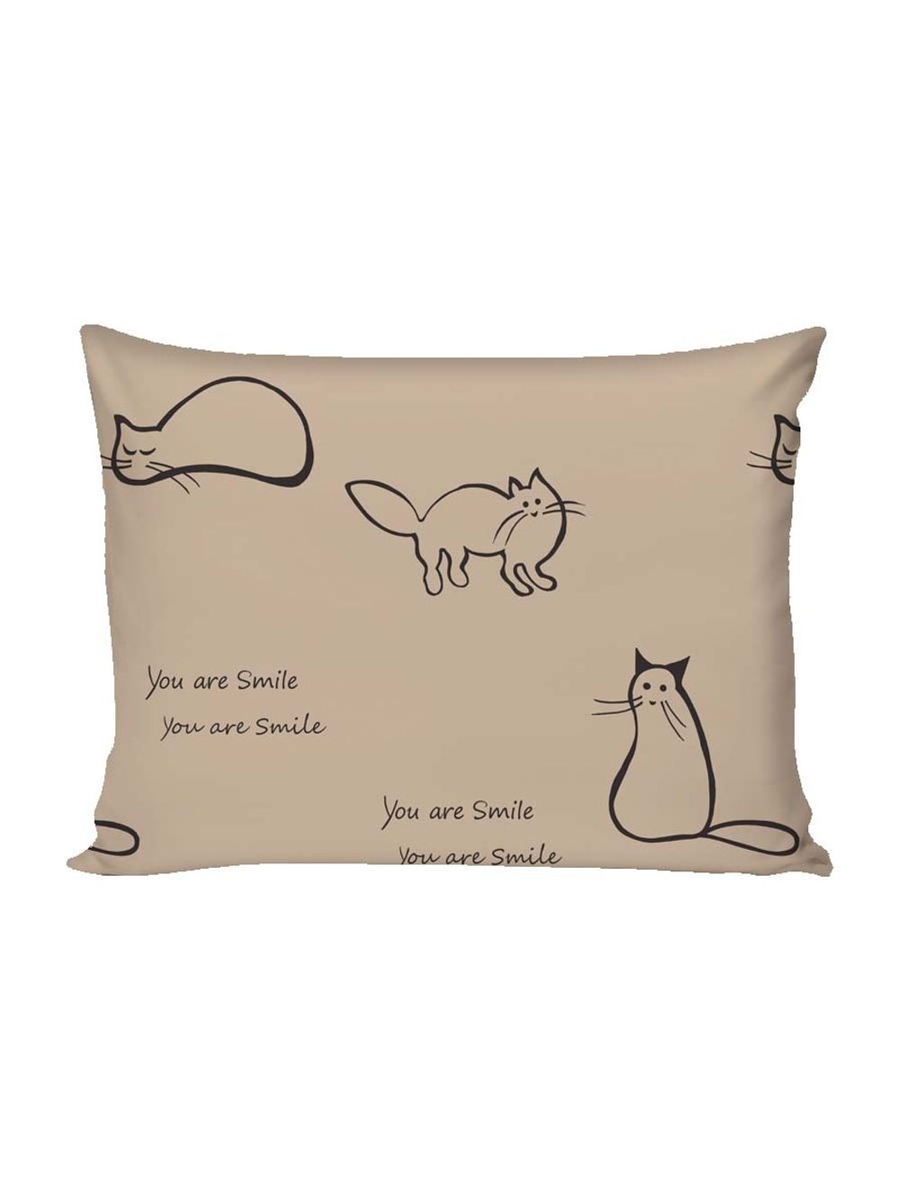 Постельное белье перкаль Сказка "Котики (беж)" 1,5-сп  Наволочка 50х70 см 1 шт Простынь на резинке 90x200 см Пододеяльник 145x215 см