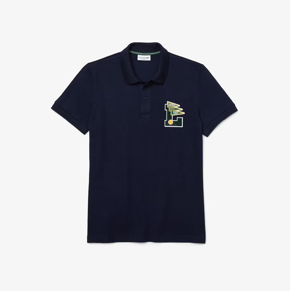Мужское теннисное поло Lacoste Men’s Regular Fit L Badge Cotton Piqué Polo Shirt - небесный
