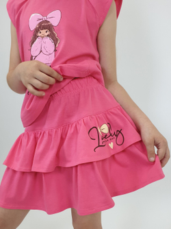 02-136-4 Комплект для девочки (фуфайка+ юбка)