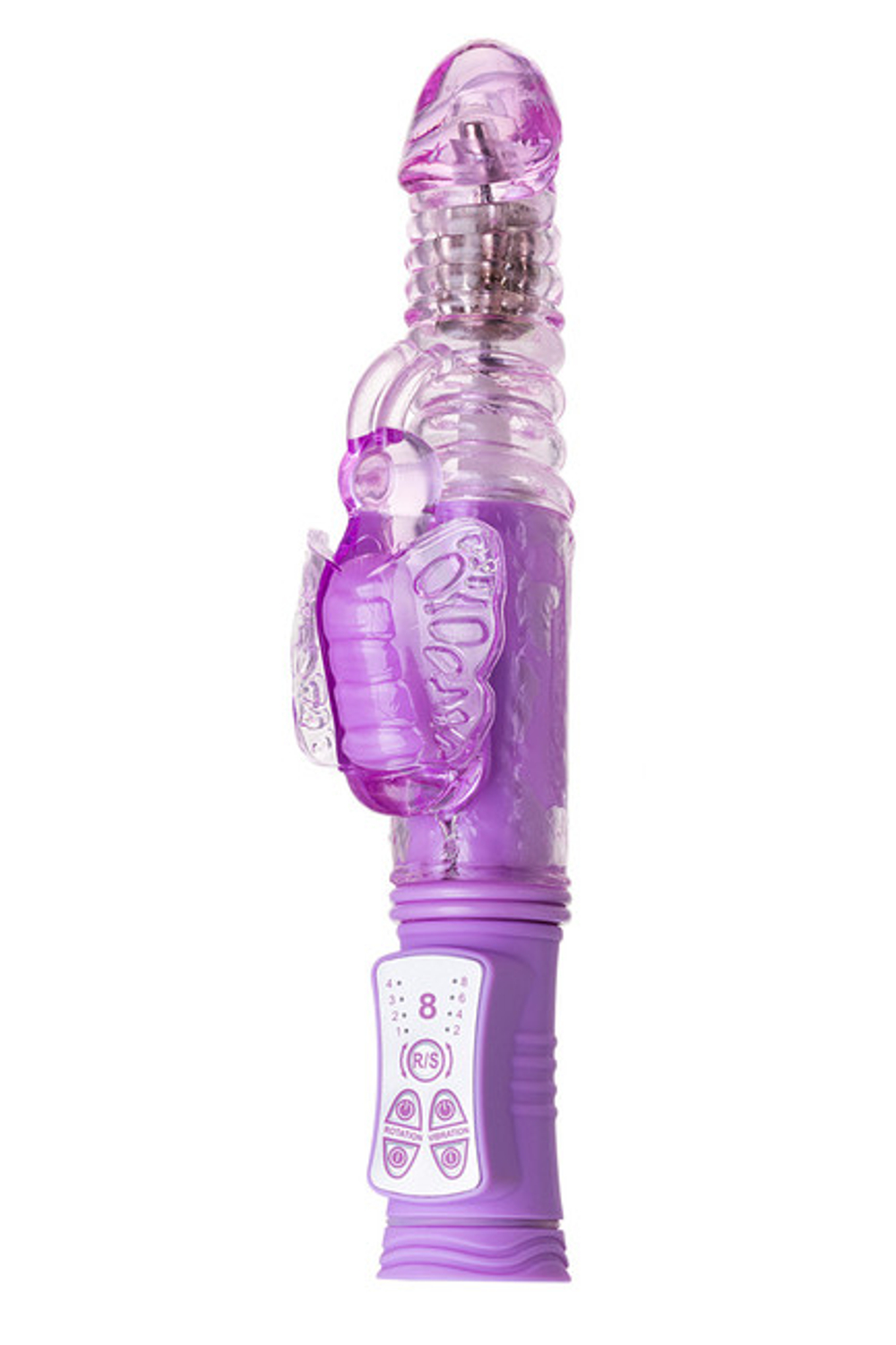 Фрикционно-ротационный вибратор с бабочкой High Tech Vibrator (8 режимов вибрации, 4 ротации) (Цвет: фиолетовый)