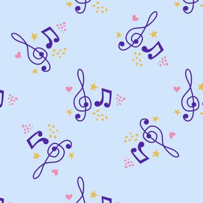 Синие скрипичные ключи и музыкальные ноты