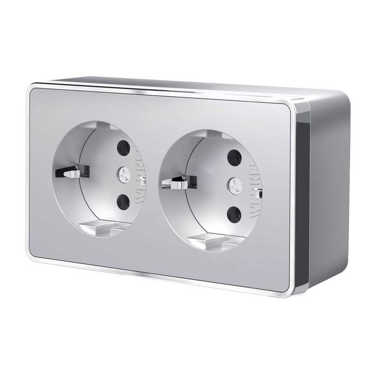 Розетка двойная с заземлением Werkel Gallant серебряный W5072106 4690389167188