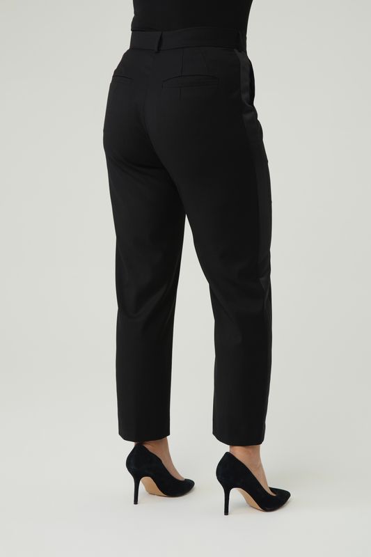 Брюки классические с лампасами, черный