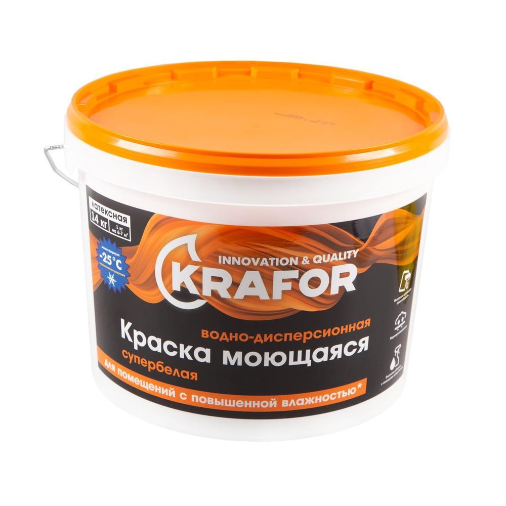 Краска В/Д 14кг латексная интерьер.моющая Крафор