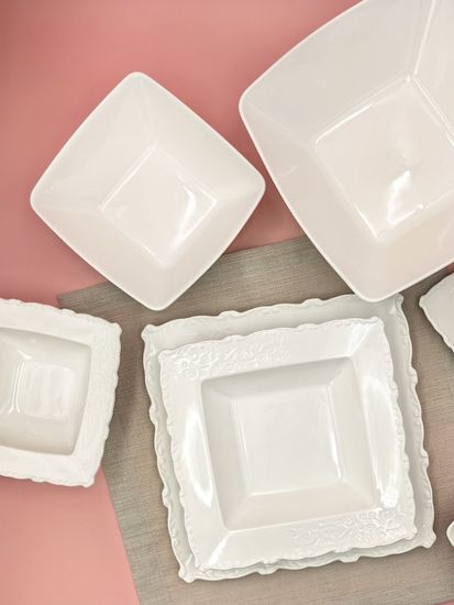 Тарелка глубокая с бортиком 16х5,5 см. квадратная, набор 4 шт. "Орнамент"