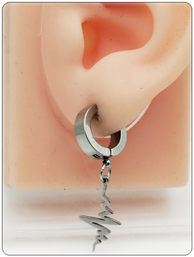 Серьга (1шт) "Молния" для пирсинга уха. Медсталь.