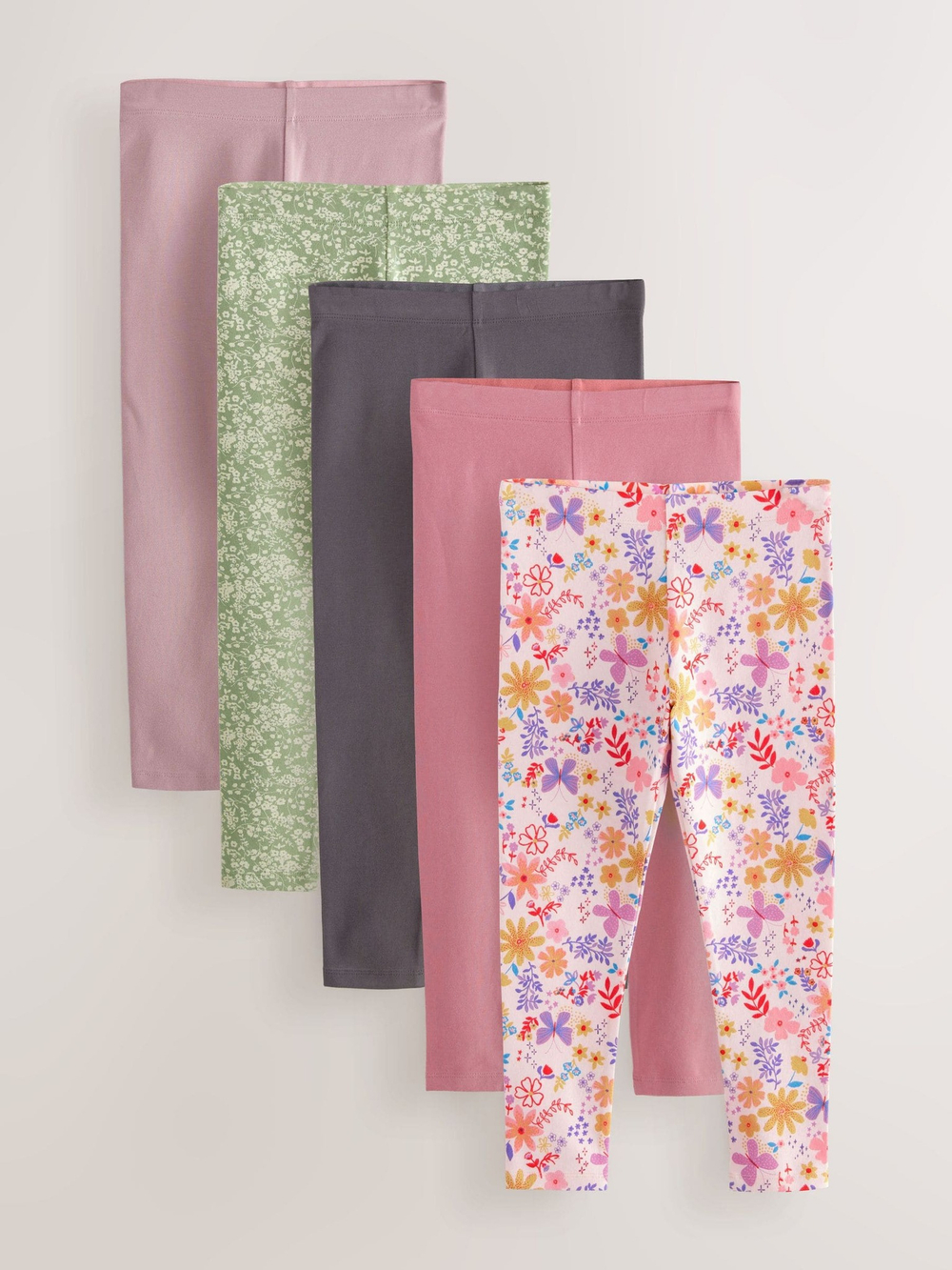 Легинсы для девочки Next E61-329, 5 шт., Розовый, Темно-серый, Зеленый