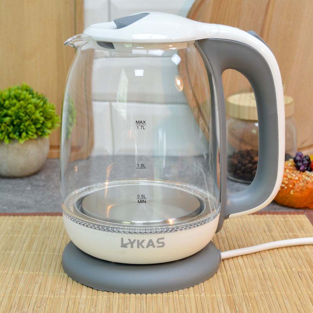 Чайник электрический 1,7л "Lykas" стеклянный, L-1792