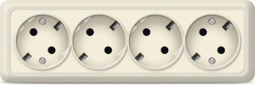 Розетка четырехместная ОП Олимп 16А с/заземл. Слоновая кость