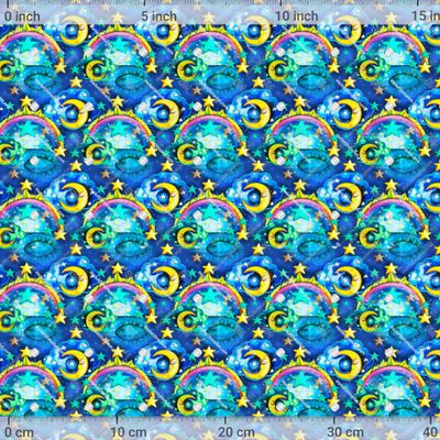 Луна, месяц, звезды и радуга в ретро стиле батик. by Daria Kotlubaeva  1071 DPI