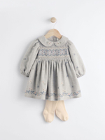 Платье и колготки в комплекте для девочки Next Q94-823, Серый, Кремовый