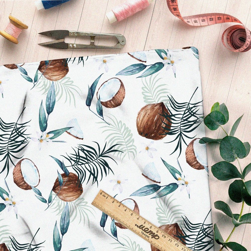 Ткань кулирная гладь кокосы