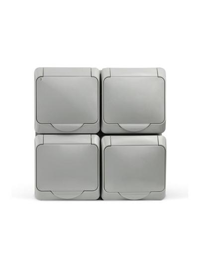 Розетка 4-м ОП Nix 16А IP54 250В с заземл. с крышкой сер. TOKOV ELECTRIC TKE-NX-R4Z-C06-IP54