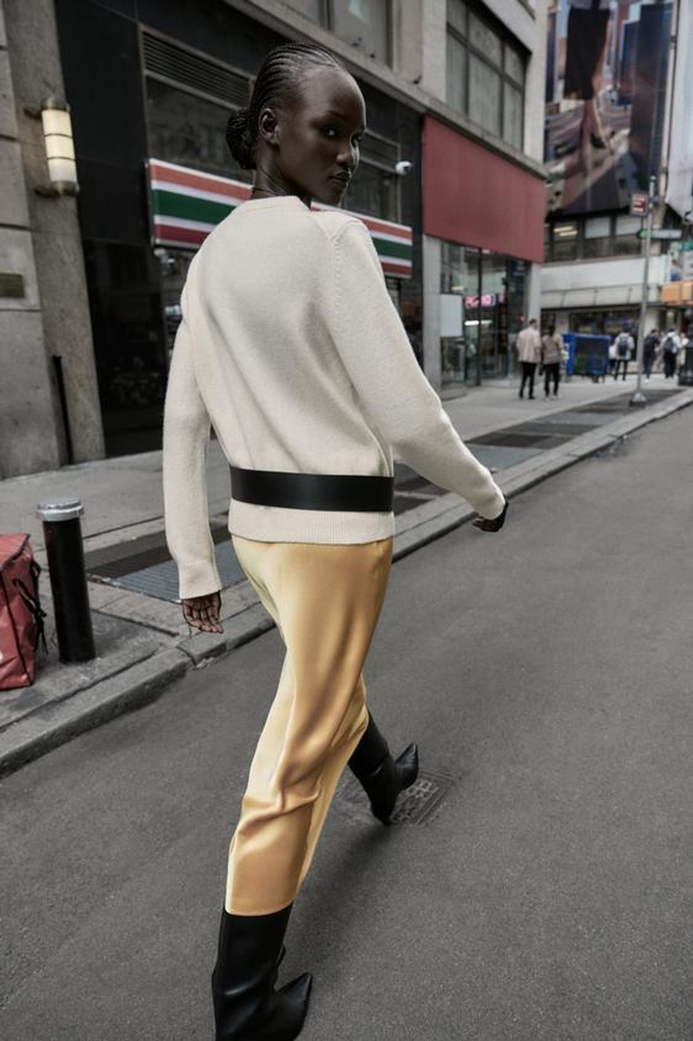 ZARA АТЛАСНАЯ ЮБКА МИДИ, ЖЕЛТЫЙ