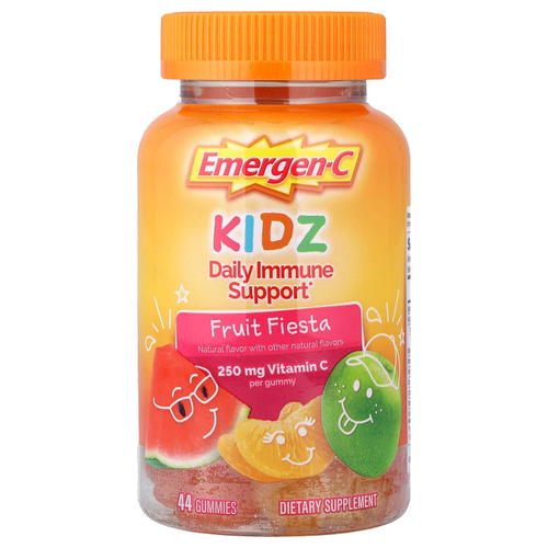Emergen-C, Kidz, ежедневная жевательная добавка для поддержки иммунитета, вкус фруктов, 44 жевательных таблетки