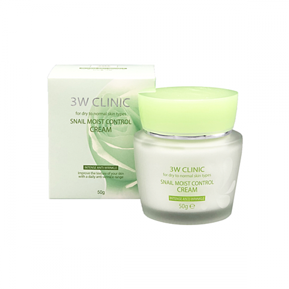 3W Clinic Крем увлажняющий c улиточным муцином - Snail moist control cream, 50г