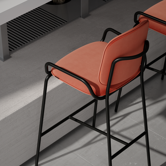 Барный стул Ror, 2 Frame, темно-красный велюр