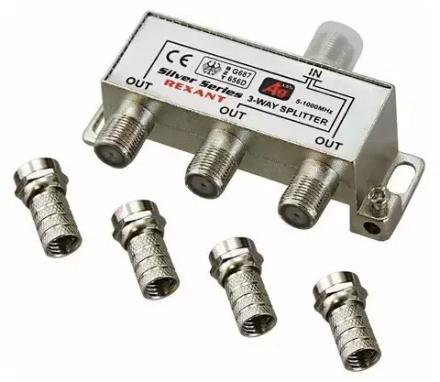 Делитель ТВ х 3 + 4 штуки F "BOX" 5-1000 МГц "Silver" REXANT