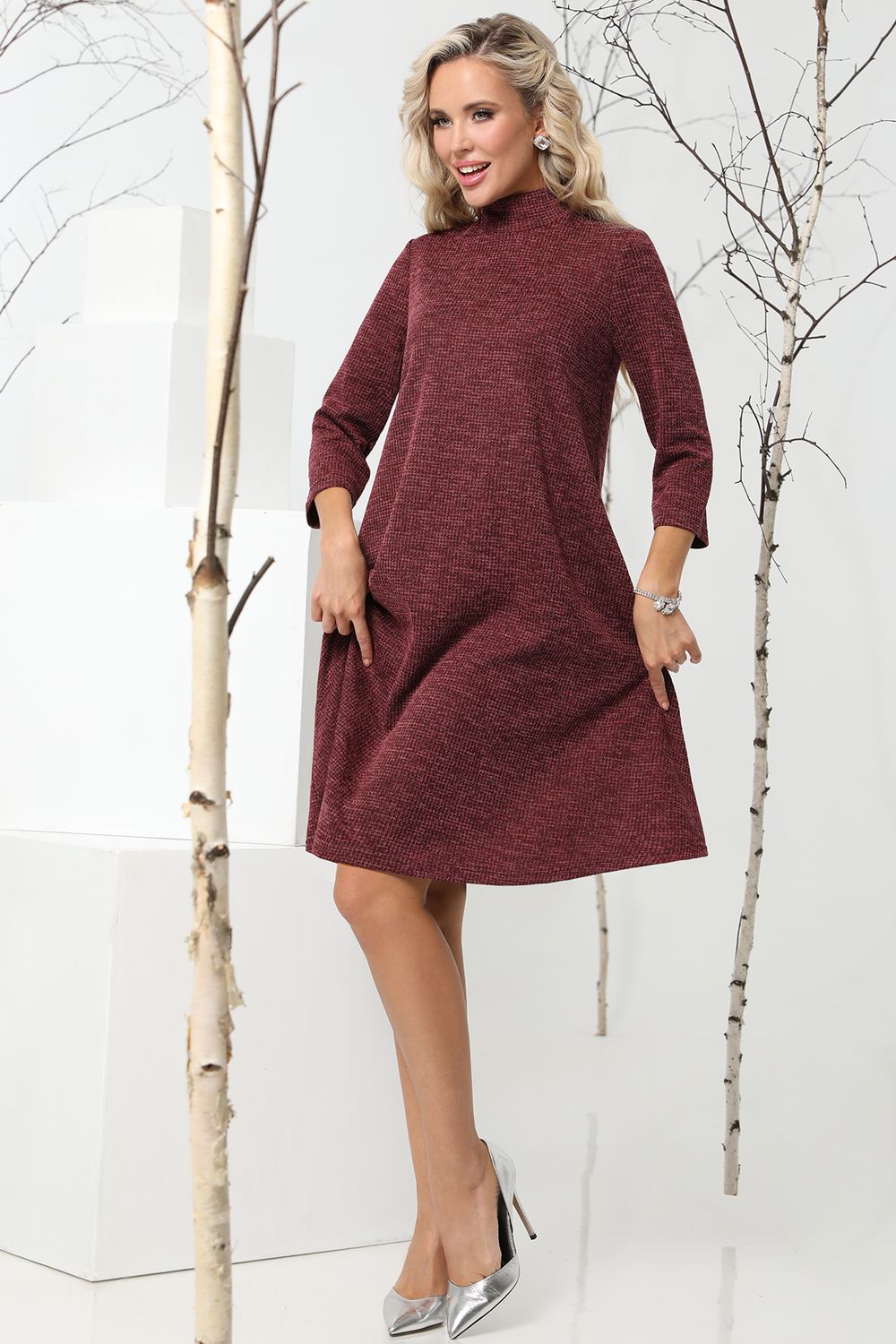 Платье бордовое трикотажное А-силуэта DStrend (Акция)