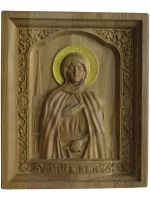 Икона Освященная Бл. Ксении Петербургской резная из дуба