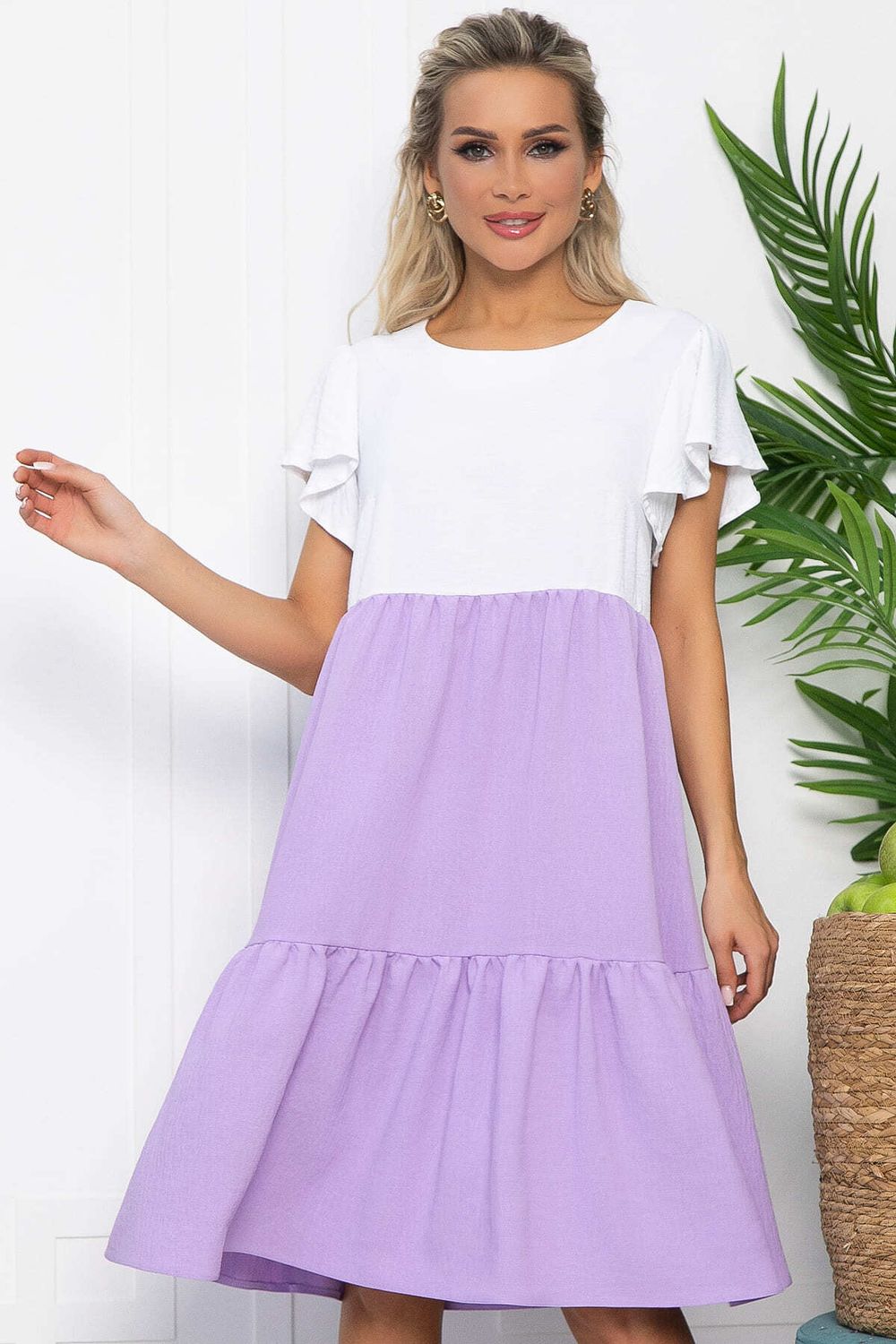 Платье Ветер перемен (бело-сиреневое) П13585-4М LT Collection