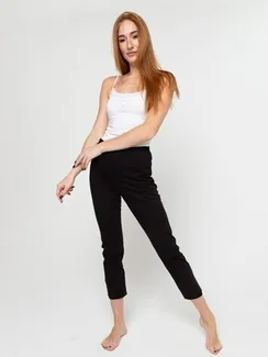 Брюки домашние женские, цвет чёрный, размер 48