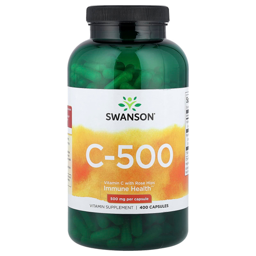 Swanson, C-500, витамин C с шиповником, 400 капсул