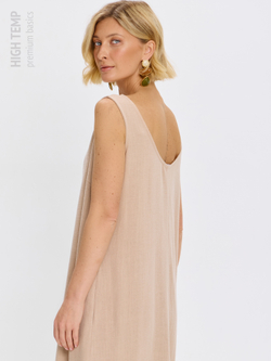 Льняной сарафан макси с карманами