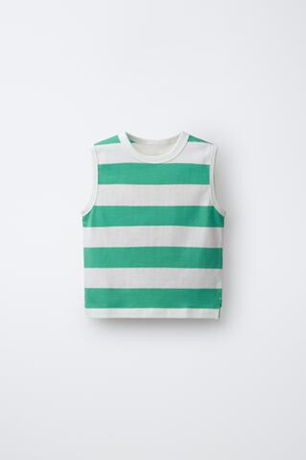 ZARA МАЙКА В ПОЛОСКУ, ЗЕЛЕНЫЙ