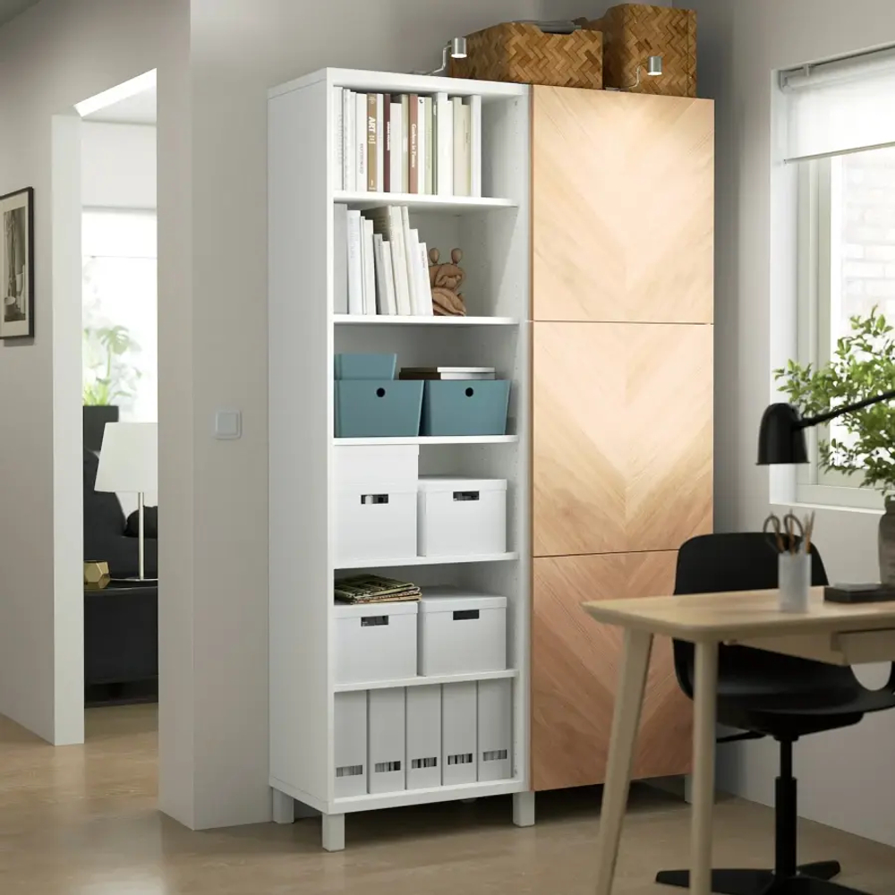 Книжный шкаф с дверцей - IKEA BESTÅ/BESTA, 120x42x202 см, белый, Беста/Бесто ИКЕА