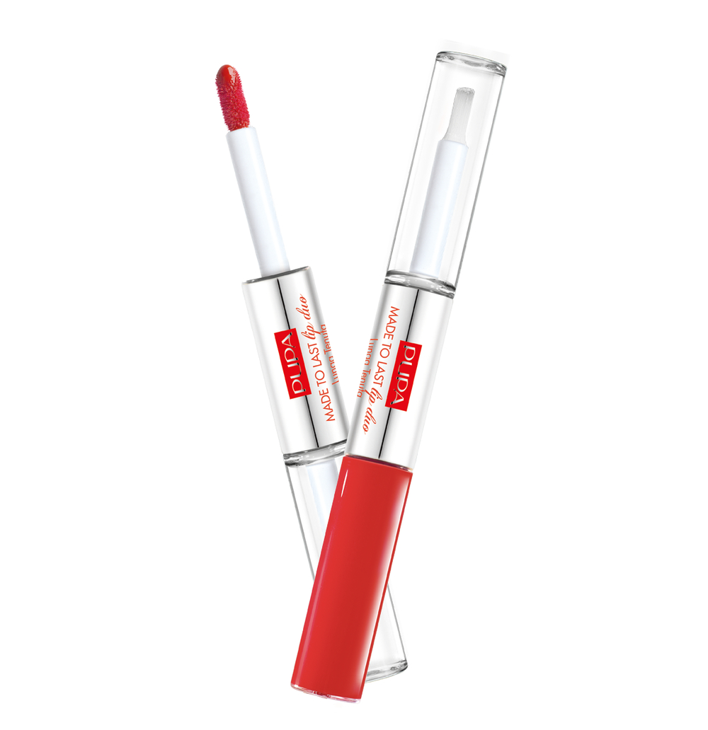 Pupa Тестер Помада для губ Made to Last Lip Duo, жидкая, тон №001, Горячий коралловый, 8 мл