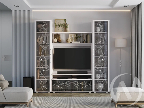 Гостиная "Флоренция" (ясень белый) Комплектация 4