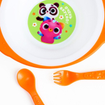 7310959 Набор  детской посуды «Очень вкусно», тарелка на присоске 250мл, вилка, ложка