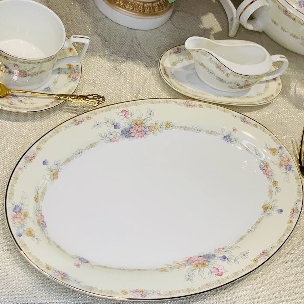 Lenardi 145-324 Овальное блюдо 35,5см FLEUR в под.уп.(х10)Костяной фарфор