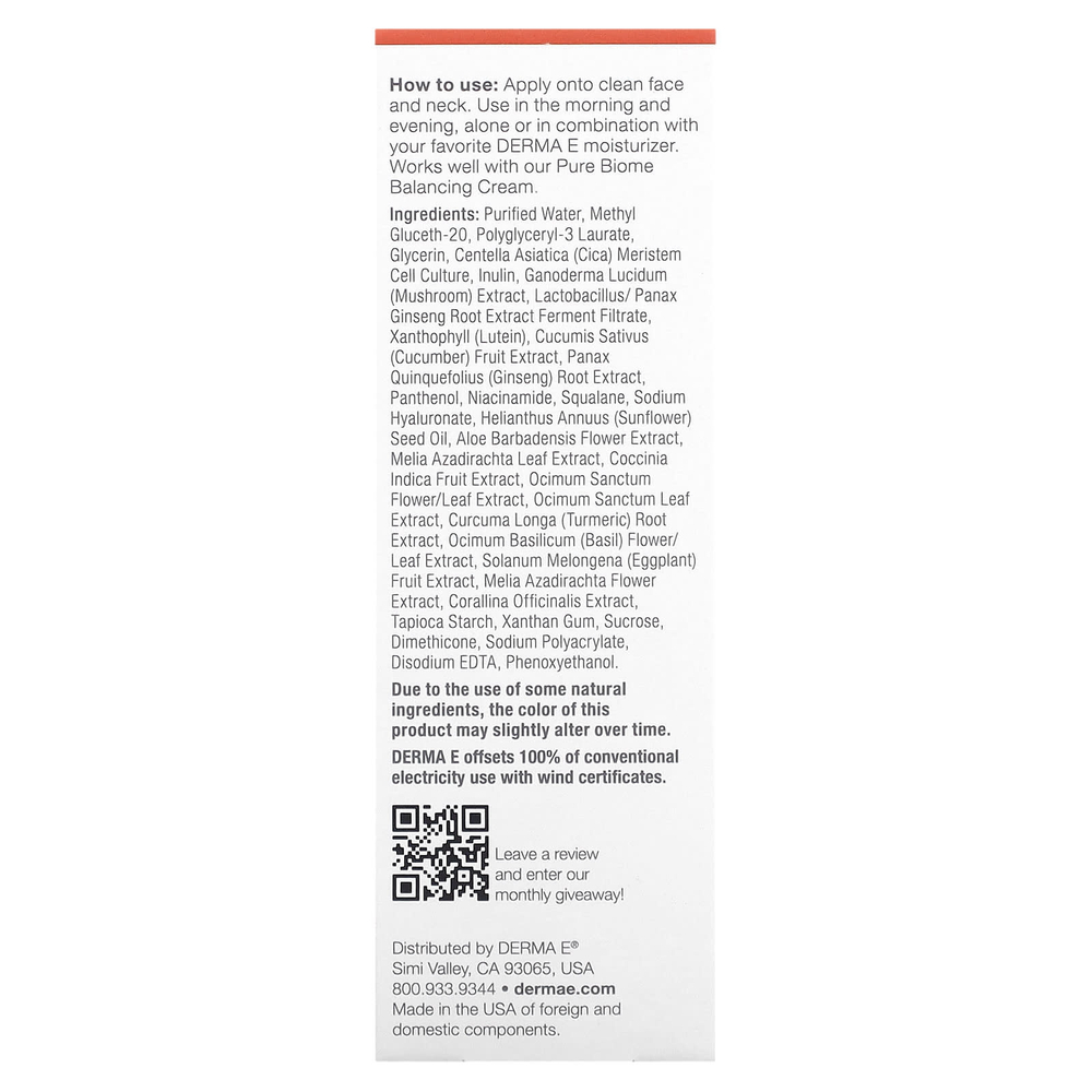 DERMA E, Балансирующая сыворотка Pure Biome, 30 мл (1 жидк. унц.)