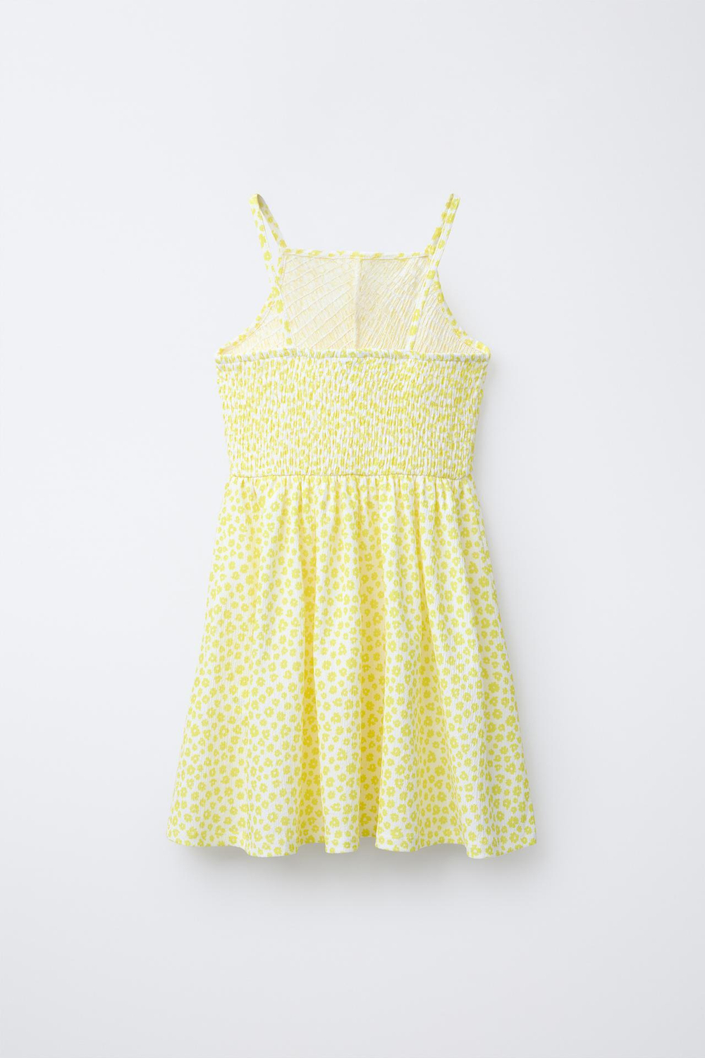 ZARA ПЛАТЬЕ С РЕЛЬЕФНЫМ УЗОРОМ В КЛЕТКУ ВИШИ, ЖЕЛТЫЙ