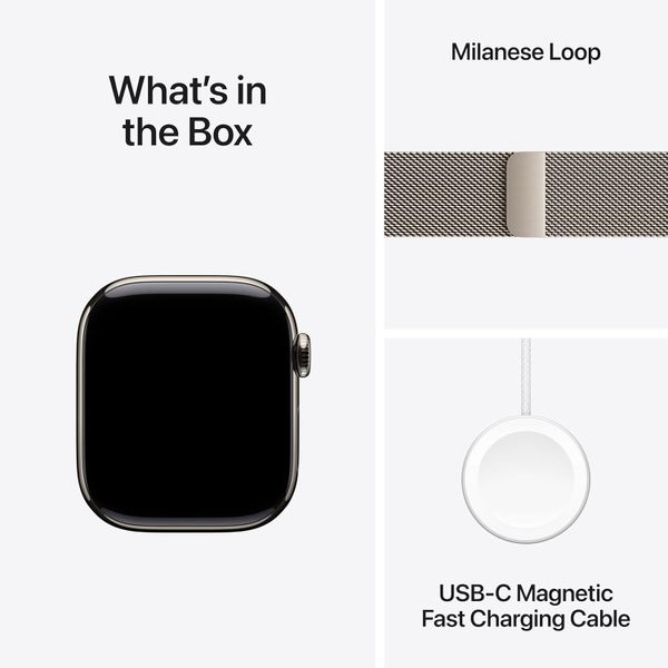 Умные часы Apple Watch Series 11 42 мм из титана натурального цвета, миланский сетчатый браслет натурального цвета