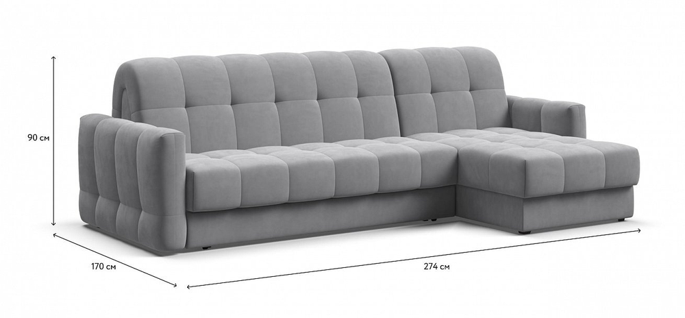 Угловой диван Босс Слип 160 Велюр Монолит сталь