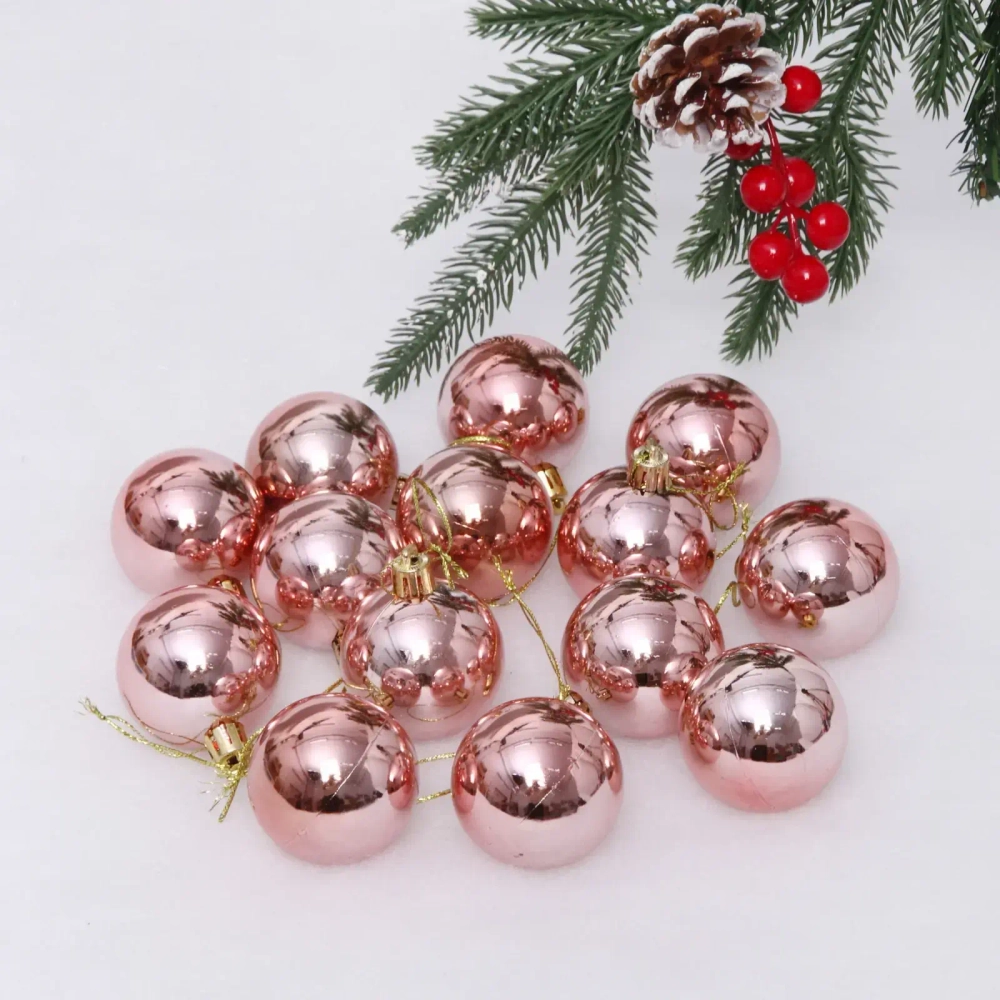 Новогодние шары 5 см (набор 24 шт) «Глянец», розовое золото