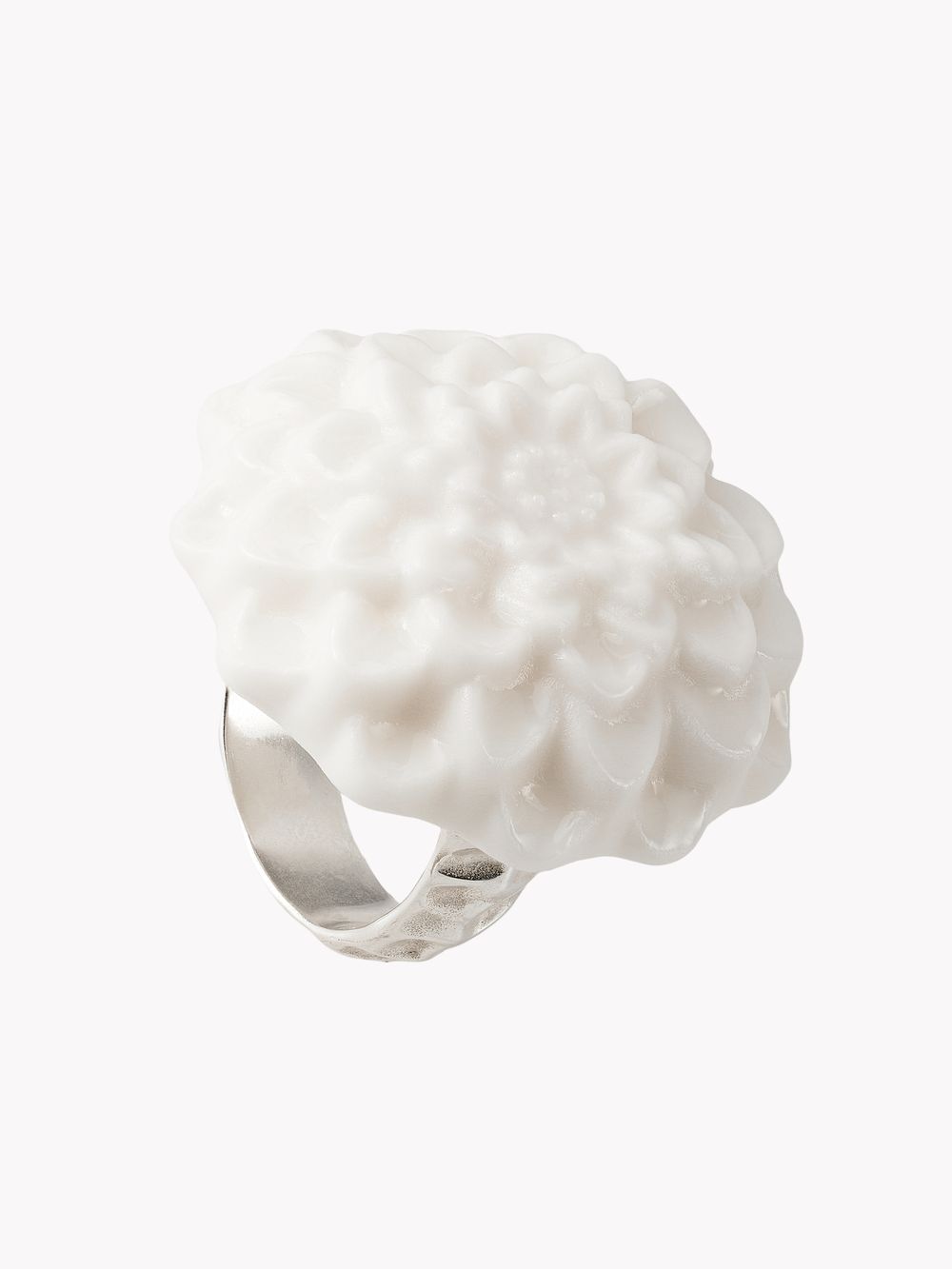 Кольцо Георгин L, белый фарфор
