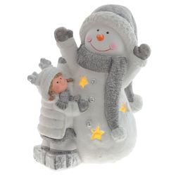 GAEM Фигурка декоративная "Снеговик и девочка" (подсветка, 3хААА, н/п), L30 W20 H37 см, 2в.
