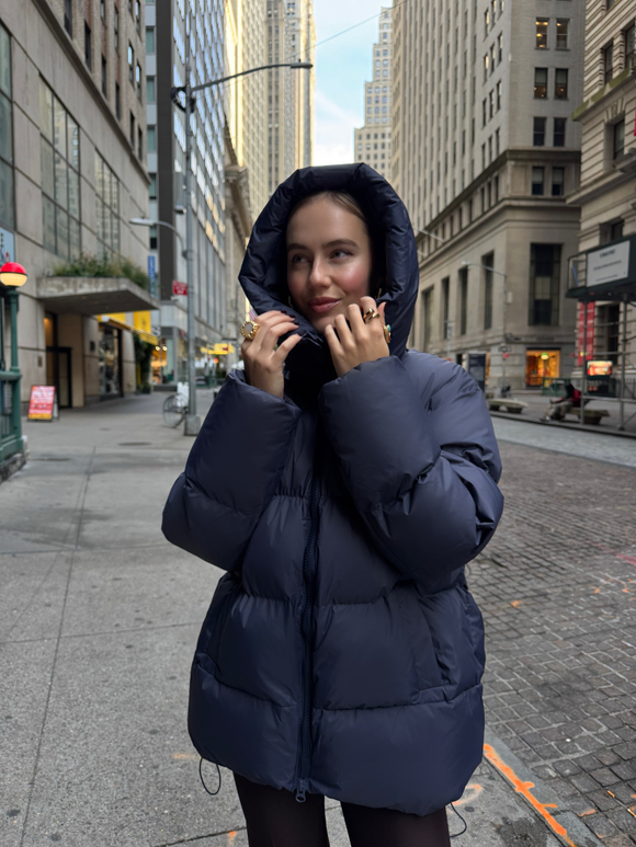 Пуховик Рокет миди синий