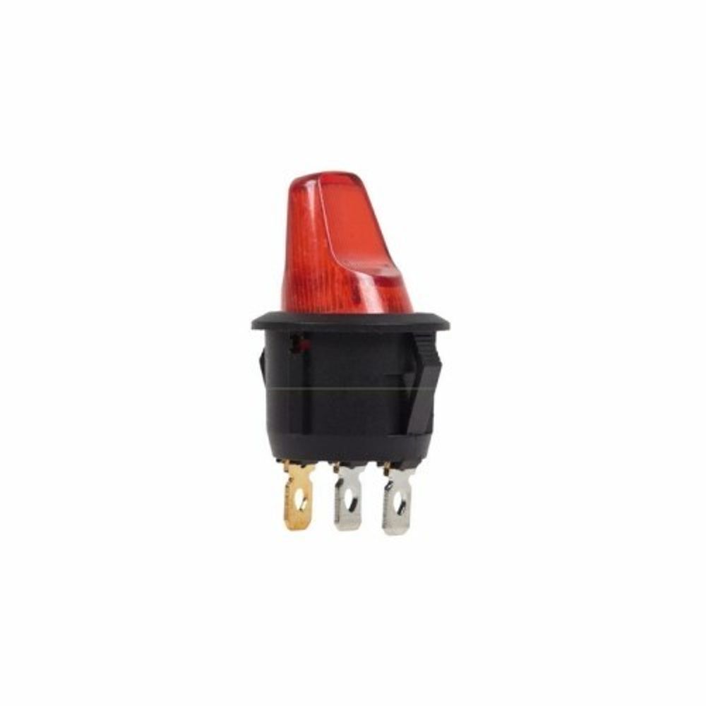 Выключатель клавишный 12V 16А (3с) ON-OFF красный с подсветкой (REXANT)