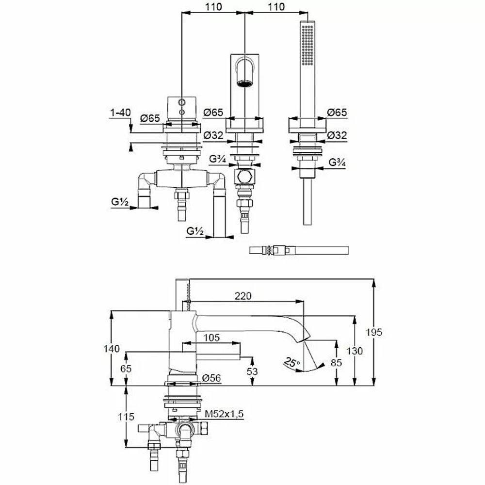 Смеситель для ванны Kludi Bozz 384480576 хром