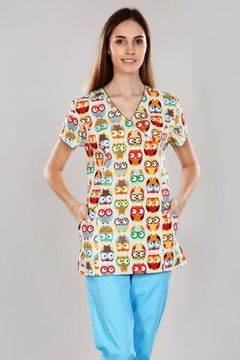 Блуза женская М-285П (принт совы)