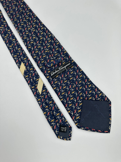 Галстук синий с якорями Salvatore Ferragamo