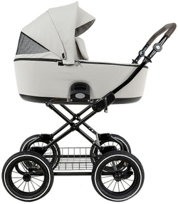 Детская коляска Roan Bass Next Classic d12 2.0 3 в 1 с автокреслом Tutis Elo Black BNC/84/2 Marzipan/Black/руч.Cappuccino