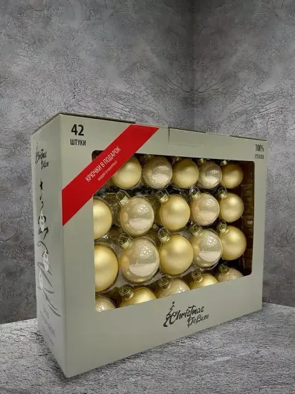 Набор стеклянных шаров Золотые огоньки 42 шт., Christmas De Luxe (89958-89579)