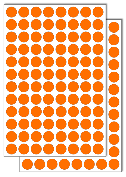 Оранжевые виниловые наклейки для упаковки и маркировки Policomprint M3, 14 мм. 192 шт.