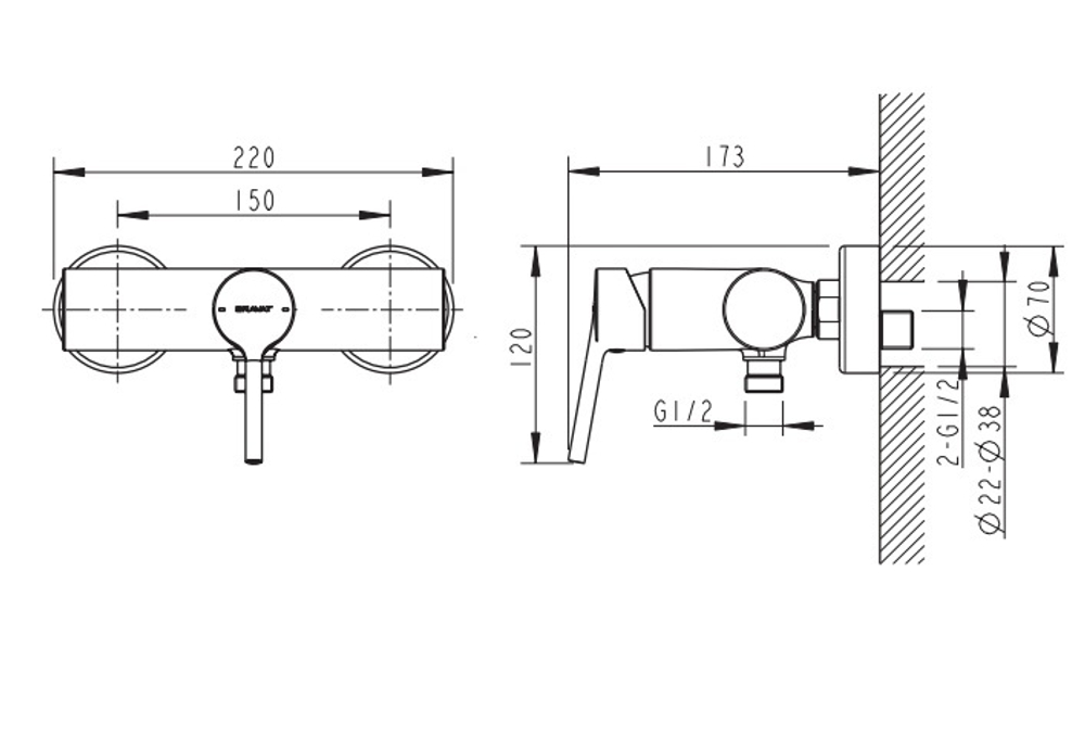 Смеситель для душа Bravat Palace